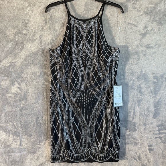 Speechless Dress Juniors 15 Black Silver Glitter Halter Bodycon NWT Holiday NYE - Picture 1 of 16